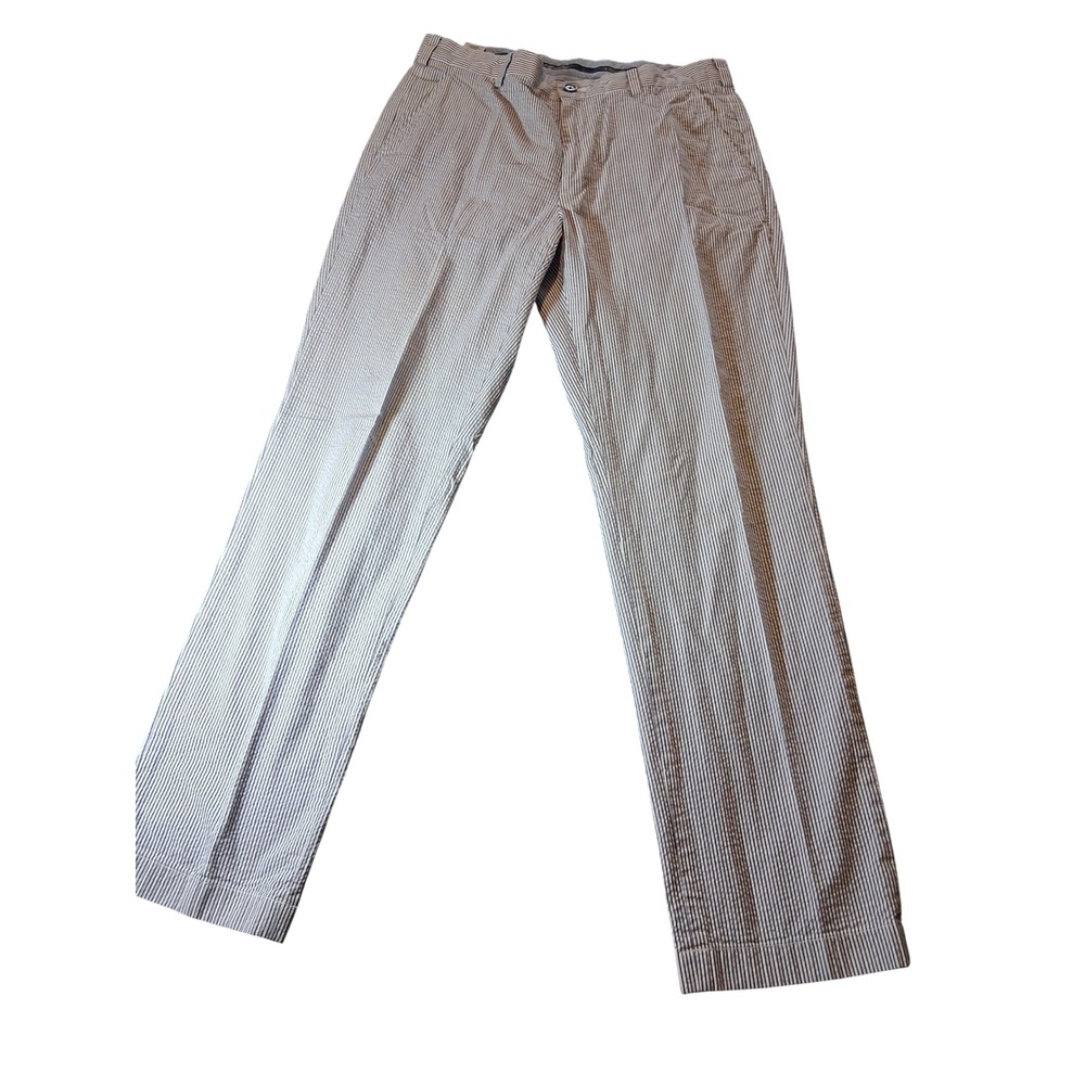 Brooks Brothers Clark Seersucker Chinos Mens 34x32 Blue White Striped Pants